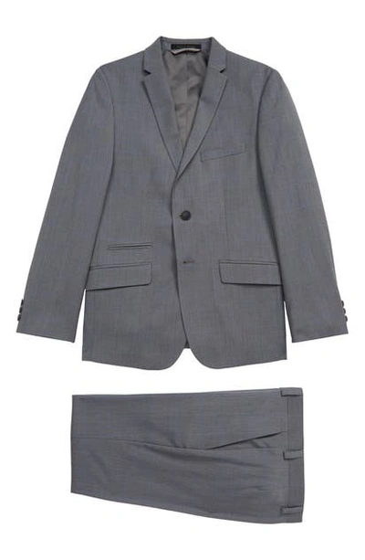 Andrew Marc Kids' Windowpane Skinny Fit Suit (big Boy) In Grey Check