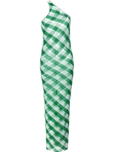 Stella Mccartney One-shoulder Striped Cotton Maxi Dress In Green/white