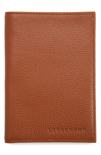 Longchamp Leather Passport Case In Red