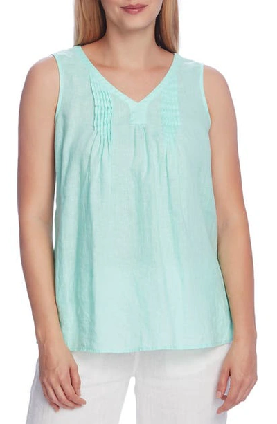 Vince Camuto Pintucked Sleeveless Linen Top, In Regular And Petite In Aqua Ice