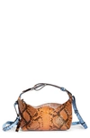 GANNI SLOUCHY SNAKE EMBOSSED LEATHER CROSSBODY BAG,A2466