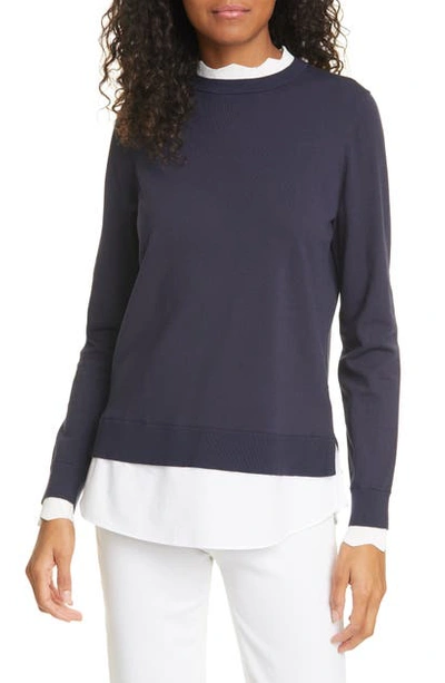 Ted Baker Lleana Mixed Media Layered Sweater In Navy