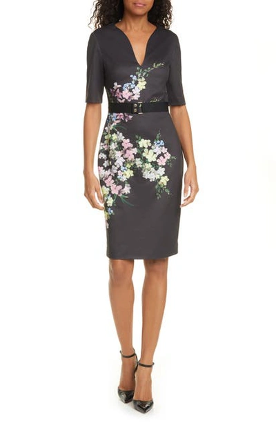 Ted Baker Soliaa Pergola Floral Body-con Dress In Black