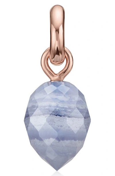 Monica Vinader Fiji Bud Pendant Charm In Rose Gold/ Blue Lace Agate