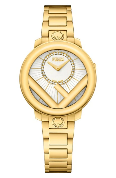 Fendi Run Away Diamond Bracelet Watch, 28mm In Gold/white