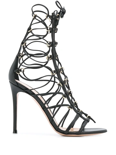 Gianvito Rossi Lace-up 1050mm Heel Sandals In Black