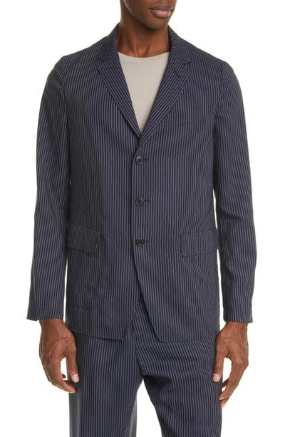 Dries Van Noten Bilboa Pinstripe Sport Jacket In Navy