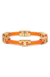 Tory Burch T-logo Single Wrap Bracelet In Tory Gold / Orange / Pink