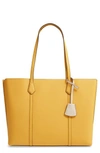 Tory Burch Perry Leather Tote In Lemon Drop