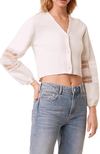 French Connection Kaya Cotton Mesh-inset Blouse In Summer White