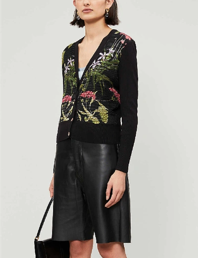 Ted Baker Hyree Highland Woven-front Cardigan In Black
