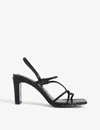Sandro Faye Snakeskin-embossed Leather Strappy Sandals In Black