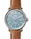 Shinola Men's 47mm Runwell 3hd Watch With Leather Strap In Blue