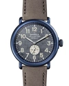 Shinola Men's 47mm Runwell Sub-second Watch In Blue Pvd With Leather Strap