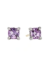 David Yurman 6mm Sterling Silver Chatelaine Amethyst And Diamond Stud Earrings In Amethyst