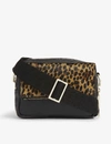 Whistles Womens Black Bibi Leopard-printed Crossbody Bag In Black