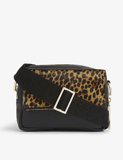 Whistles Womens Black Bibi Leopard-printed Crossbody Bag