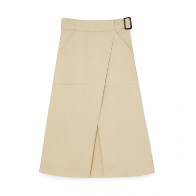 G. Label Hall Cotton Wrap Skirt In Khaki