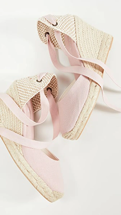 Soludos Wedge Lace-up Espadrille Sandal In Soft Pink