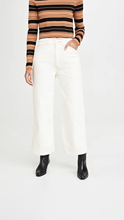 Ag Rosie Workwear High-rise Wide-leg Jeans In Moderne White
