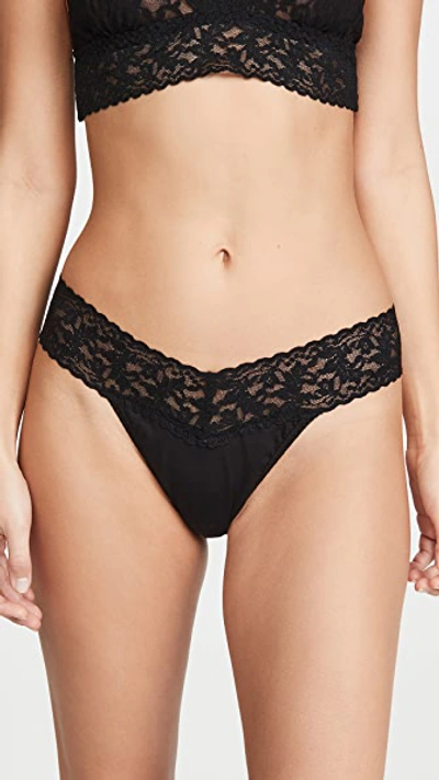 HANKY PANKY COTTON WITH A CONSCIENCE ORIG RISE THONG BLACK,HANKY41821