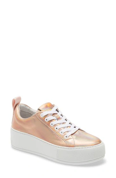 Jslides Margot Platform Sneaker In Rose Gold Leather