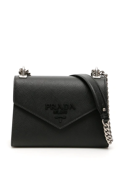 Prada Envelope Chain Strap Shoulder Bag In Black