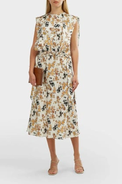 Victoria Victoria Beckham Gathered Bib Floral Satin Dress