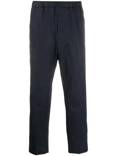 Jil Sander Elasticated Waistband Cropped Trousers In Blue