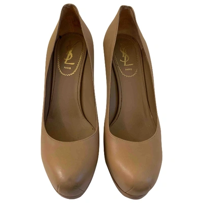 Pre-owned Saint Laurent Leather Heels In Beige