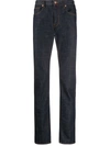 Incotex Man Straight Leg Jeans In Indigo Blue Denim