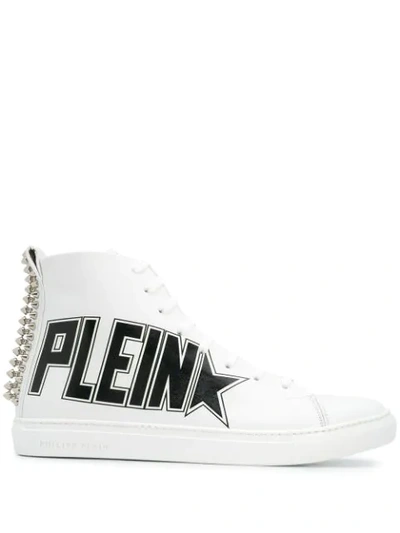 Philipp Plein High Sneaker In White Leather And Studs