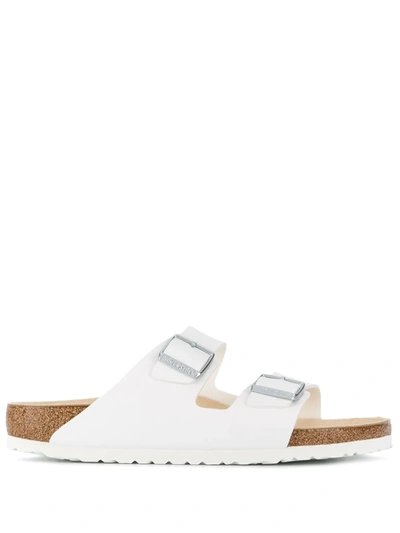 Birkenstock White Buckle-embellished Slides