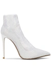 Le Silla Gilda 100mm Crystal-embellished Sock Pumps In White