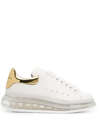 Alexander Mcqueen Metallic-trimmed Leather Exaggerated-sole Trainers In White