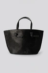 NA-KD Raffia Basket Tote Black