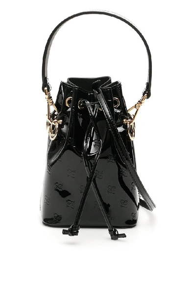 Fendi Women's Mini Mon Tresor Patent Leather Bucket Bag In Black