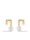 Tasaki 18kt Yellow Gold Balance Note Collection Line Akoya Pearl Stud Earrings In Yellow Gold