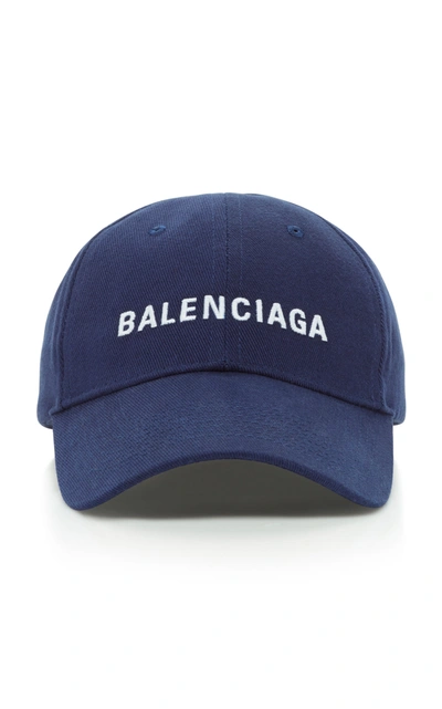 Balenciaga Women's Embroidered Cotton-twill Baseball Cap In Blue