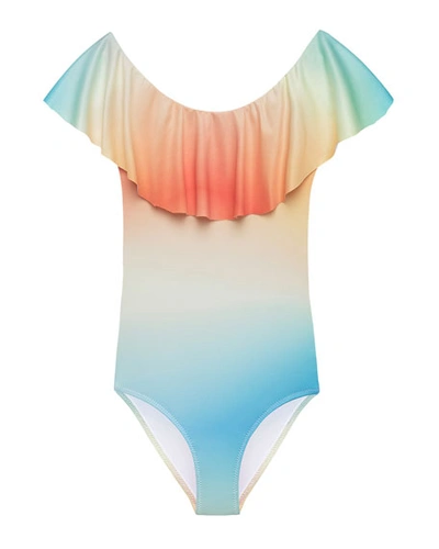 Stella Cove Kids' Little Girl's & Girl's Dawn Ruffle Tie-dye One-piece Swimsuit In Multicolor