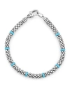 Lagos Sterling Silver Caviar Blue Ceramic Beaded Bracelet In Blue