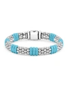 Lagos Sterling Silver Caviar Blue Ceramic Signature Bracelet In Blue