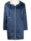 Herno Logo Print Hooded Jacket In Blue