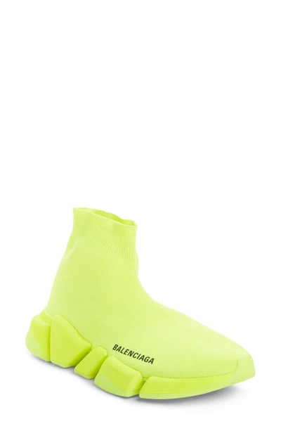 Balenciaga Speed Lt. 20 Fluorescent Knit Sock Sneakers In Yellow/black