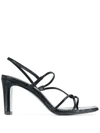 SANDRO SNAKE EFFECT STRAPPY SANDALS