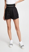Alexander Wang High Waisted Shorts With Exposed Zipper And Logo Elastic In Black