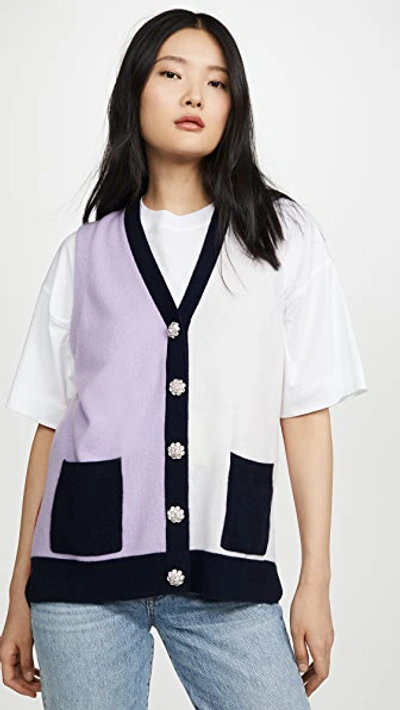 Ganni Cashmere Cardigan Vest In Lilac