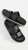 Vince Glyn Dual Buckle Slide Sandals In Black Suede