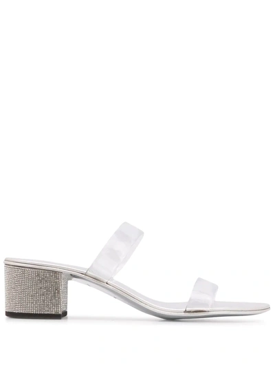 Giuseppe Zanotti Crystal Heel Sandals In Silver