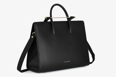 Strathberry Top Handle Leather Tote Bag In Black